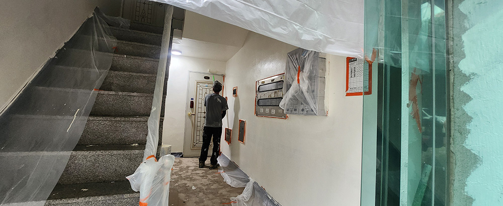 수성바인다를 바르고 카바링 작업